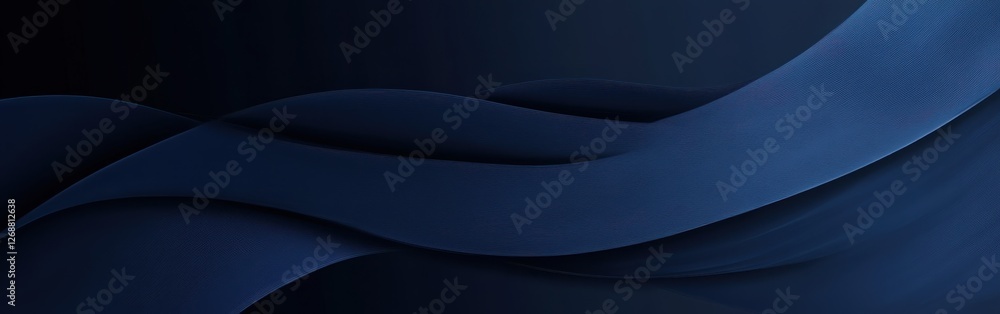 Poster textured deep navy blue background showcasing soft curves and waves flowing across the surface creat