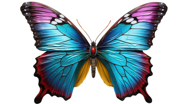 Blue Morpho Butterfly Vibrant Wings, Detailed Nature Design for Insect Lovers, isolated on transparent background.