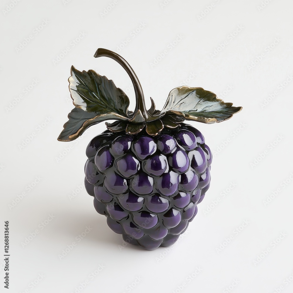 Poster Fresh blackberry displayed on a plain background showcasing its shiny, plump texture and vibrant color