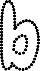 Vector of lowercase letter B in dashed line style. Ideal for kids tracing worksheets, coloring pages, and educational materials.