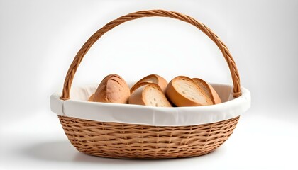 Empty bread basket isolated on white background