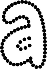 Vector of lowercase letter A in dashed line style. Ideal for kids tracing worksheets, coloring pages, and educational materials.