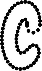 Vector of lowercase letter C in dashed line style. Ideal for kids tracing worksheets, coloring pages, and educational materials.