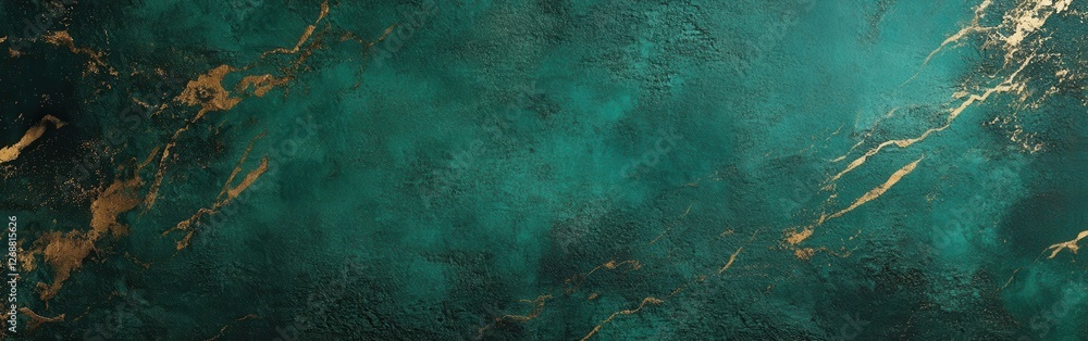 Poster luxurious emerald green textured background with golden veins enhancing elegance and depth for desig