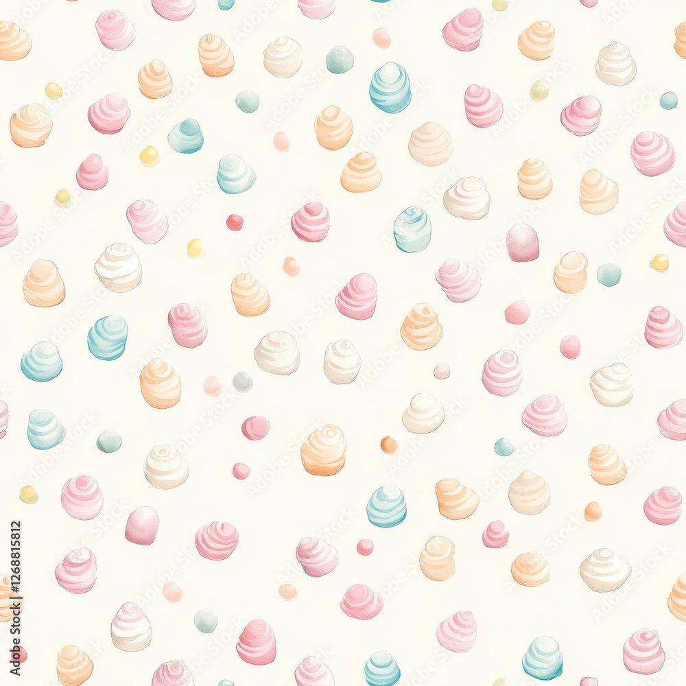 Poster whimsical doodle pattern of soft watercolor swirls in pastel colors creating a cheerful and gentle a