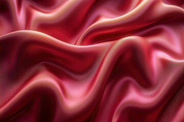 Fototapeta premium Lustrous Crimson Fabric with Gentle Waves and Luxurious Drapes in Smooth Texture
