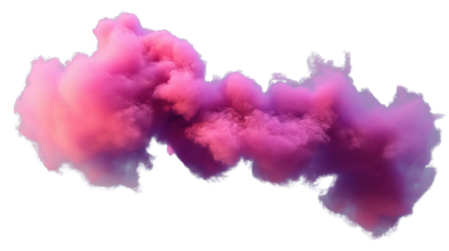 Pink and purple cloud of smoke filling the air with transparency