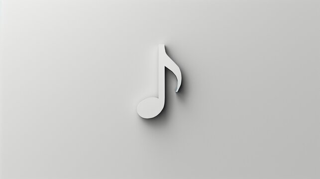 A minimalist depiction of a single eighth note is isolated on a stark white background. The HD image highlights the simplicity and clarity of the musical symbol.