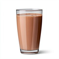 Glass of chocolate milk isolated on a transparent background with no distractions and clear focus on the beverage