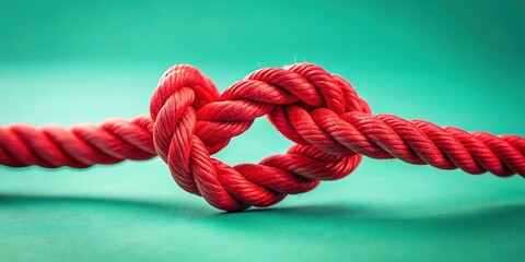 Fototapeta premium Minimalist Red Rope Knot on Mint Green Background - Abstract Stock Photo