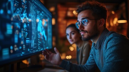 A diverse team of young professionals working in a modern high-tech office