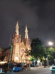 Obraz premium Beautiful view of the old cathedral in Menteng, Central Jakarta. The amazing architecture old cathedral 