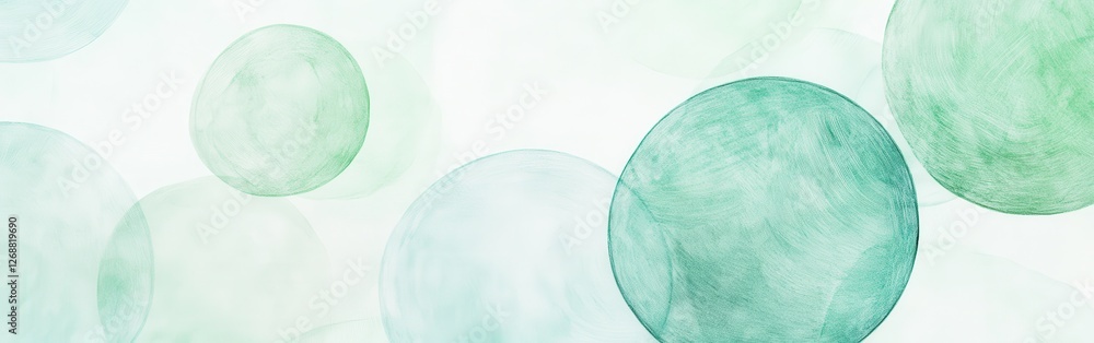 Poster soft pencil strokes create delicate mint circles on a light background for a calming atmosphere in a