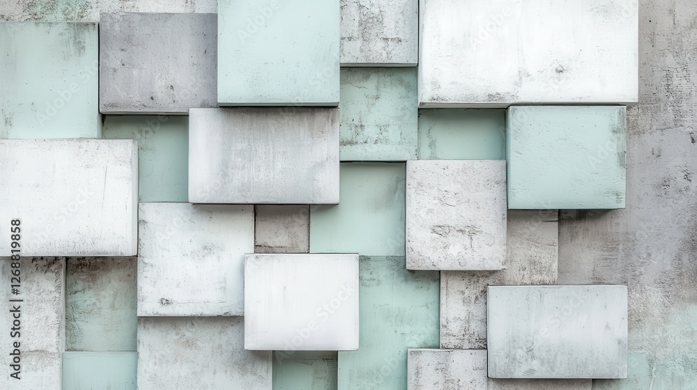 Aufkleber Soft pastel mint and gray blocks elegantly merging in a textured composition
