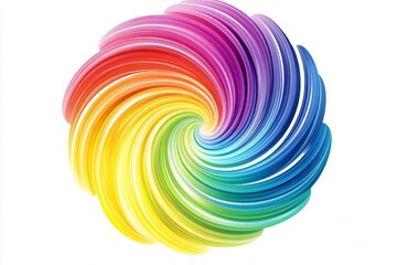 Colorful spiral swirl abstract art, white background, design element