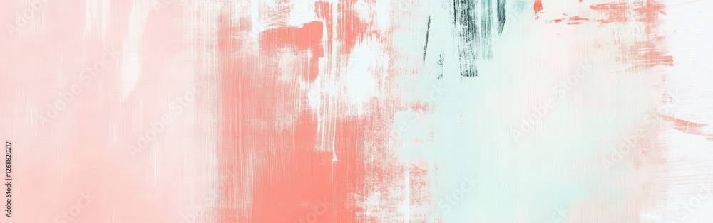 Aufkleber pastel coral and mint strokes blend to create a calming abstract mist atmosphere in artistic design