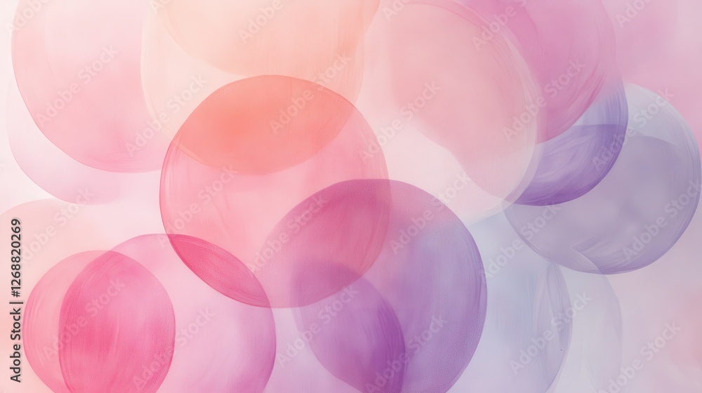 Aufkleber Soft overlapping circles in pastel shades create a calming and abstract composition that evokes serenity