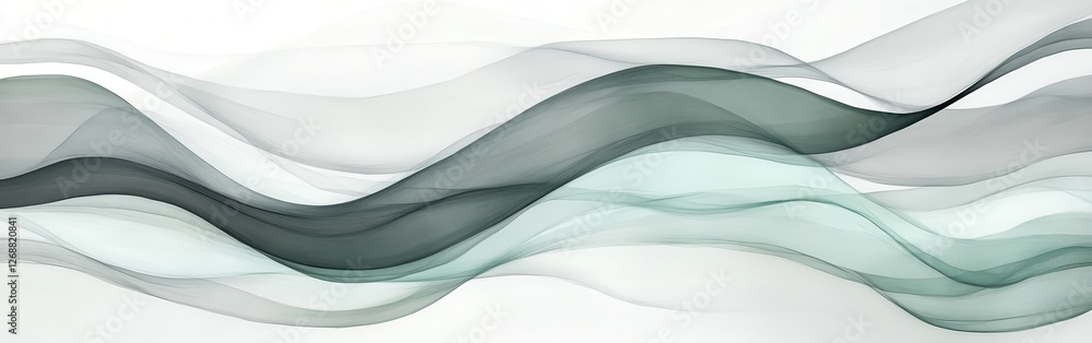 Poster minimalist composition of flowing lines captures tranquility and elegance in monochrome hues