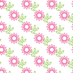 seamless pattern with pink flowers