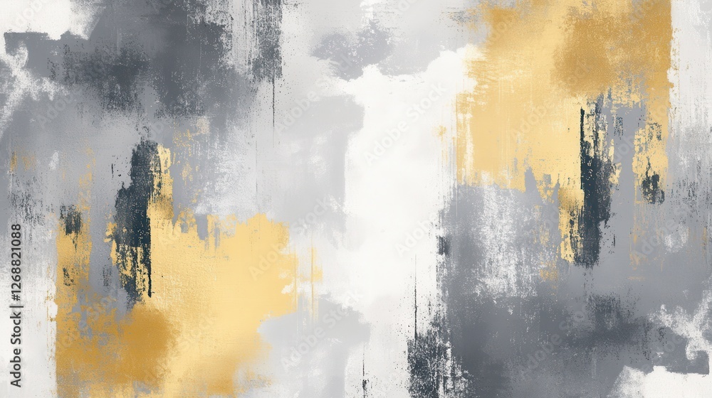 Poster unique minimalist design featuring irregular pencil strokes in gray, white, and golden hues ideal fo