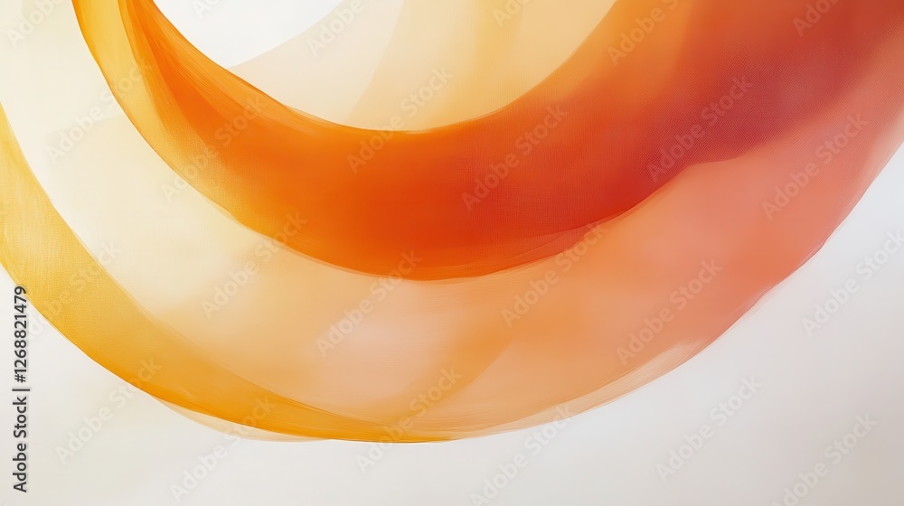 Aufkleber Elegant muted amber and coral arcs softly blend on a minimalist background creating a serene, calming atmosphere for relaxation