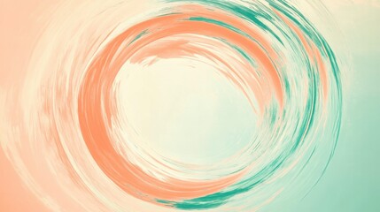 Elegant circular strokes in pastel peach and mint create a serene visual experience for modern art enthusiasts
