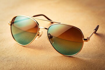Stylish Sunglasses on Beige Background - Fashion Accessory Stock Photo