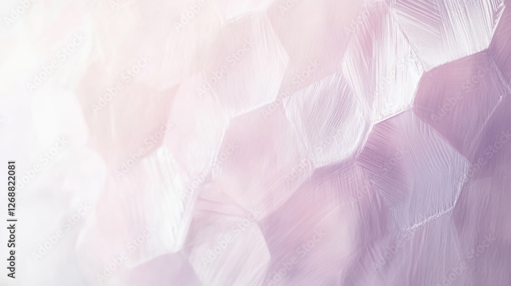 Poster hexagonal patterns create a soft and delicate texture against an abstract white background