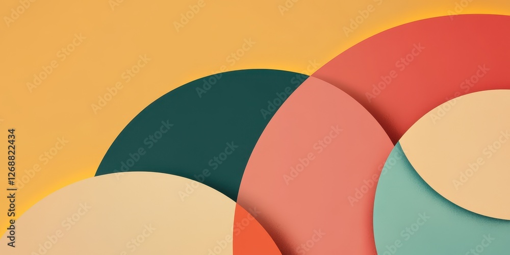 Wall mural abstract composition with overlapping circular shapes and pastel colors