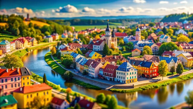 Berdichev Cityscape: Panoramic Tilt-Shift View from Rotnad River