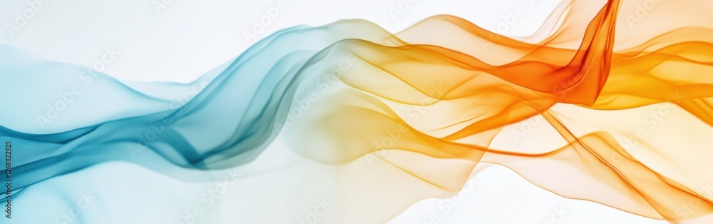 Poster Soft pastel blue and amber gradients blend harmoniously to create a calming visual effect with fluid patterns