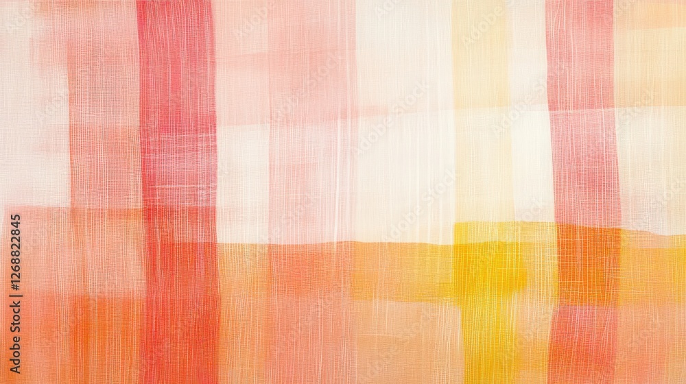 Poster Pastel coral and amber dashed lines create a serene abstract pattern that evokes warmth and calmness in any space