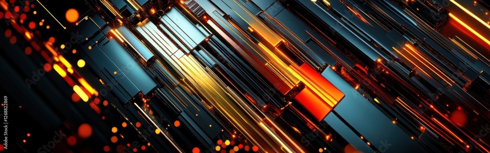 Leinwandbilder futuristic abstract composition with vibrant colors and dynamic geometric shapes in a digital enviro