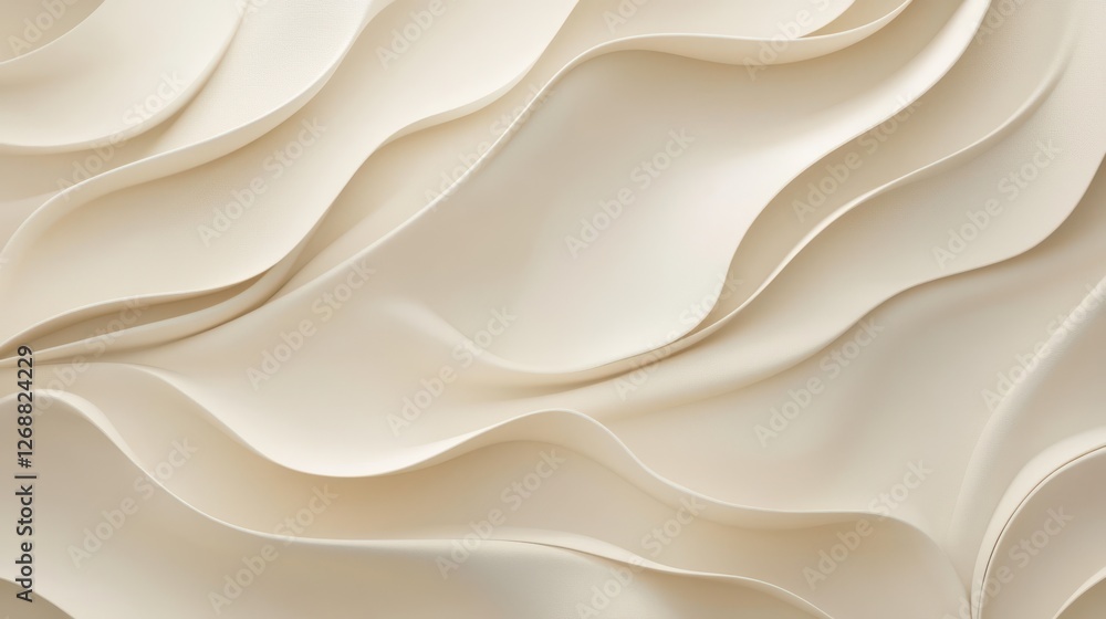 Aufkleber Soft cream background with flowing texture and waves creating a serene and elegant ambiance in contemporary design