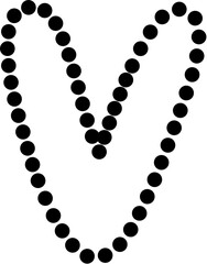 Vector of lowercase letter V in dashed line style. Ideal for kids tracing worksheets, coloring pages, and educational materials.