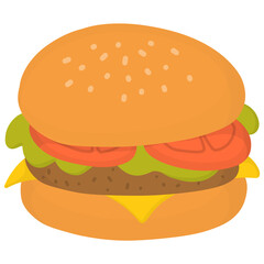 Hand drawn burger cartoon illustration 