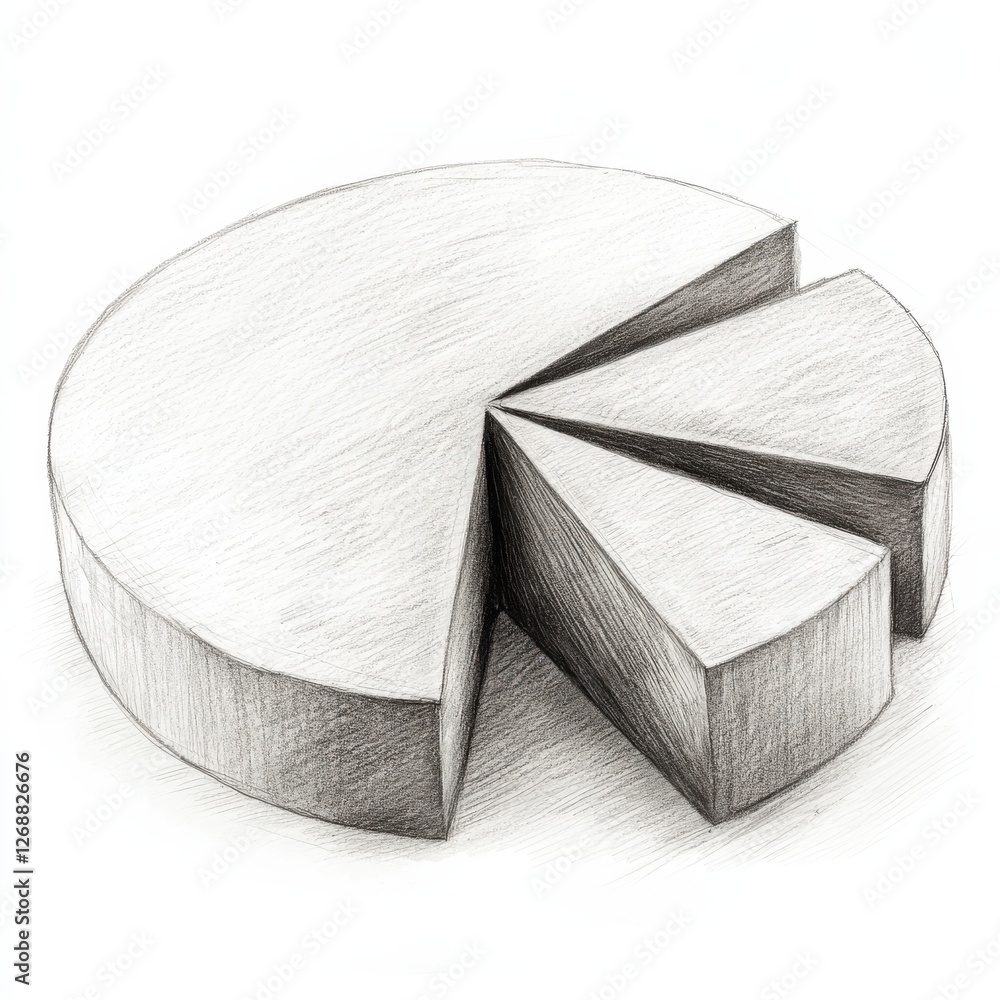 Poster detailed representation of a pie chart showing segmented data analysis with three distinct sections