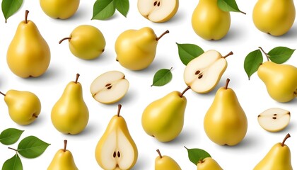 Obraz premium pear fruit set isolated on white background