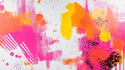 Bold Neon Brushstrokes Art, Abstract Canvas, Decorative Design, Vibrant Colors, Modern Aesthetics