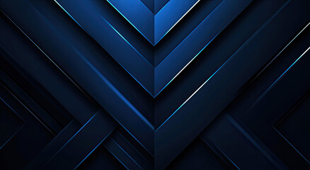 Fototapeta premium Abstract Dark Blue Geometric Background with Angular Chevron Pattern and Subtle Lighting Effects
