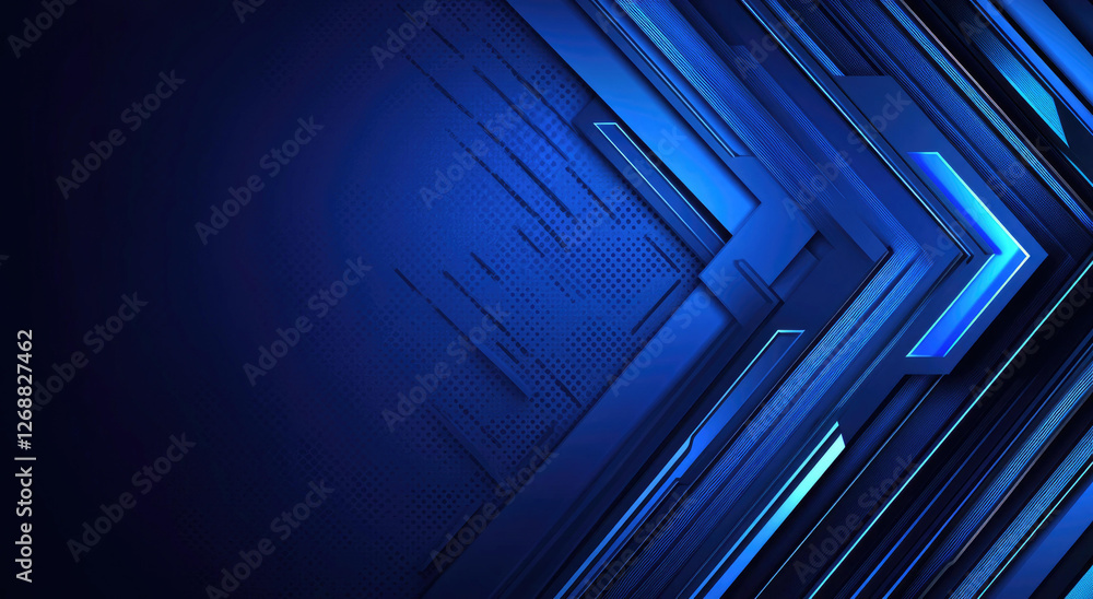 Poster abstract dark blue technological background with diagonal lines and arrows