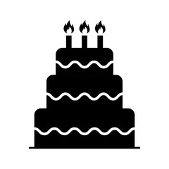 Sweet cake icon, bakery dessert food symbol, happy birthday day graphic vector illustration .