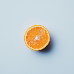 Fresh orange slice displaying pulp details on a light background, ideal for culinary purposes or fruit presentations