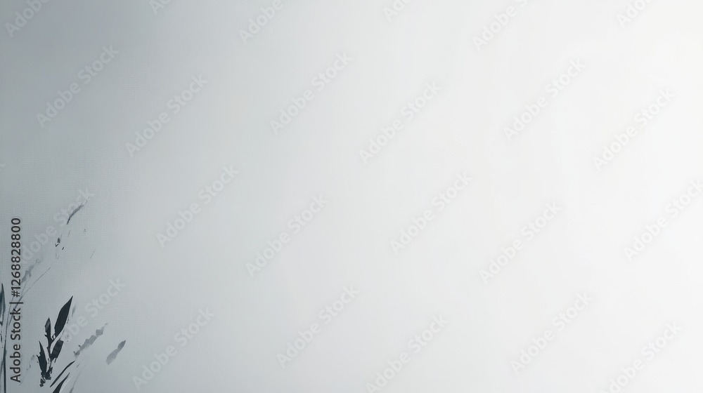 Aufkleber light gray background with subtle plant silhouettes creating a minimalist and calming atmosphere