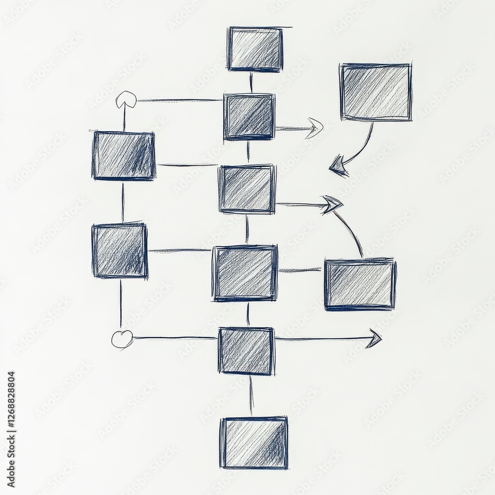 Aufkleber Flowchart diagram illustrating a step-by-step process for decision making and analysis