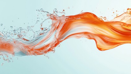 Orange and clear liquid swirl, splash, background, studio, advertising