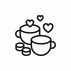 romantic coffee love cup icon vector sign