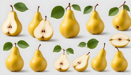 Obraz premium pear fruit set isolated on white background