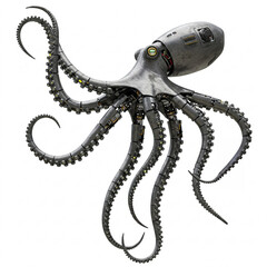 Mechanical robot octopus on a white background
