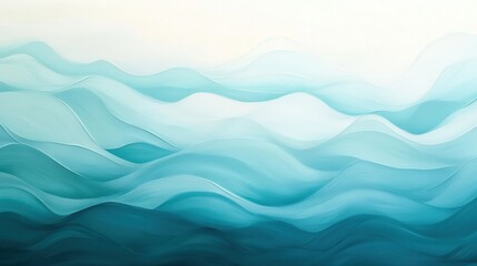 Fototapeta premium Soothing gradient of ocean blue and seafoam green waves with gentle undulations captured in a calming abstract design